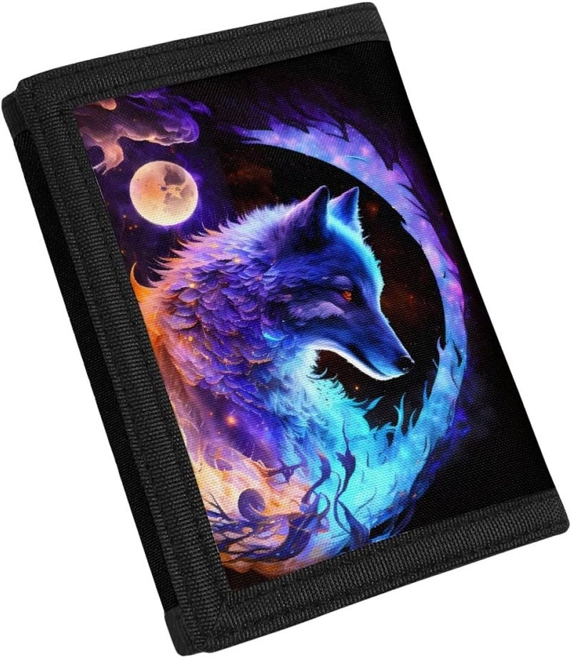 GLUDEAR Kids Boys Girls Wallet Trifold Youth Wallet Coin Pocket Card Holders Outdoor Novelty Wallet Money Organizer,Flame Wolf - Image 2